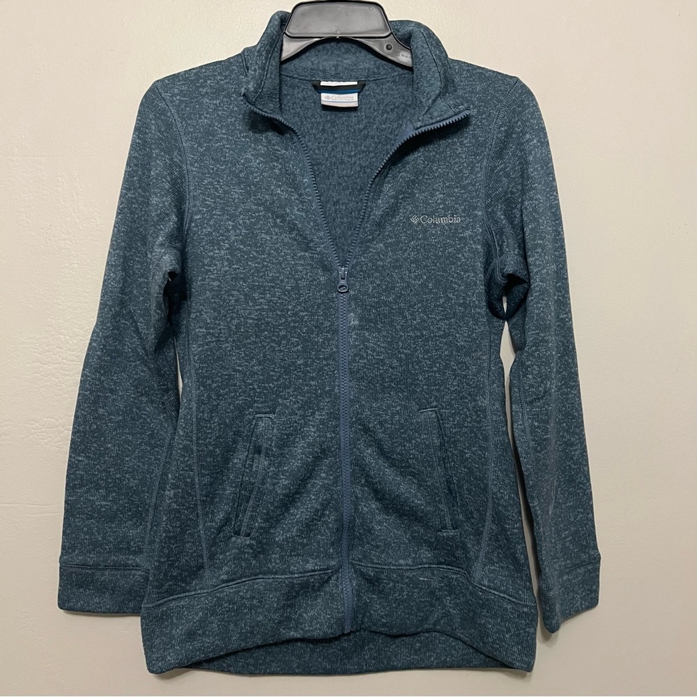 Columbia Women Knit Marled Blue‎ Jacket Outdoor Running Hiking Walking XS Fitted